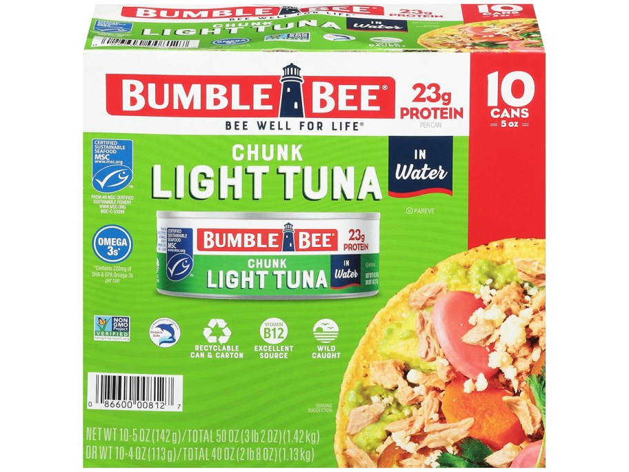 box of Bumble Bee Tuna cans