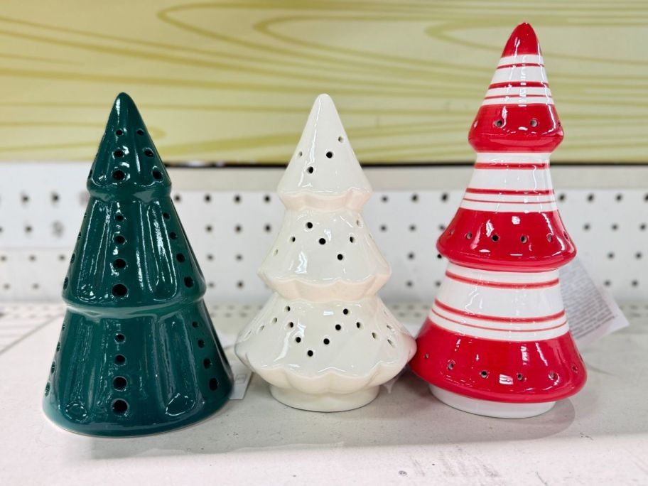 Ceramic LED Trees on shelf in store