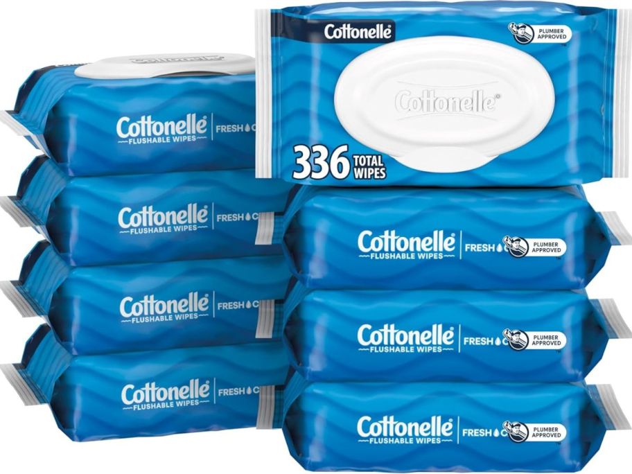 Stock image of 8 Packs of Cottonelle Wipes