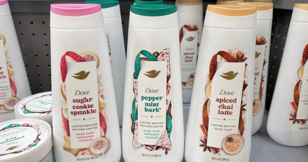 Dove Holiday Body Washes at Walmart on display in walmart