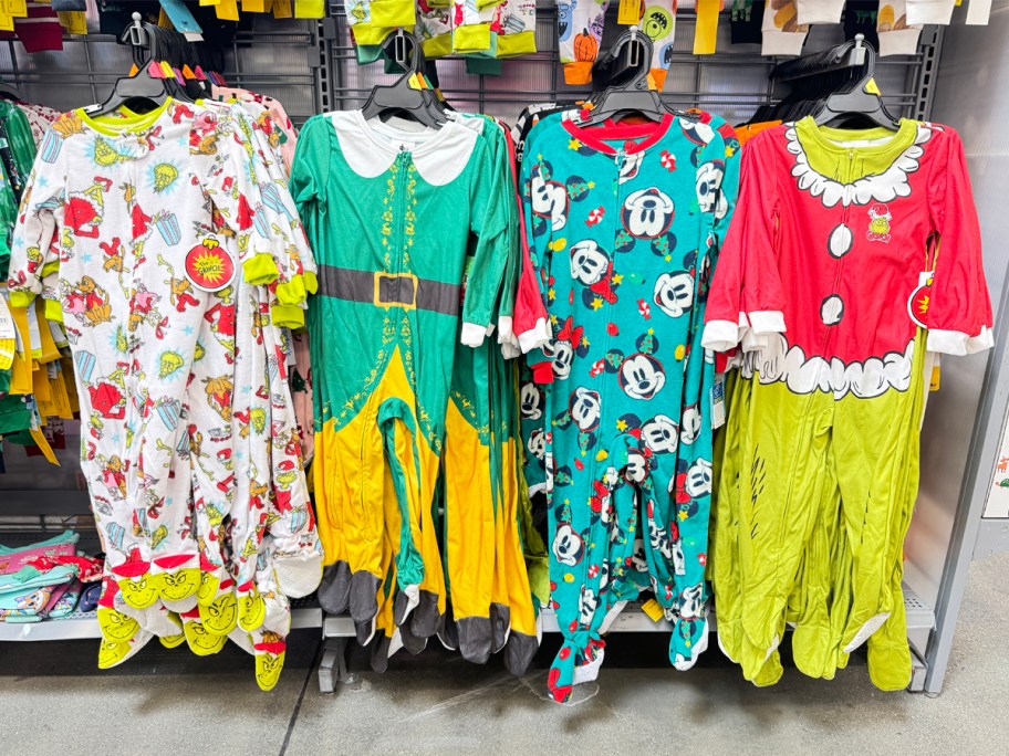 Elf, Grinch, or Mickey Toddler Christmas Fleece One-Piece Sleeper