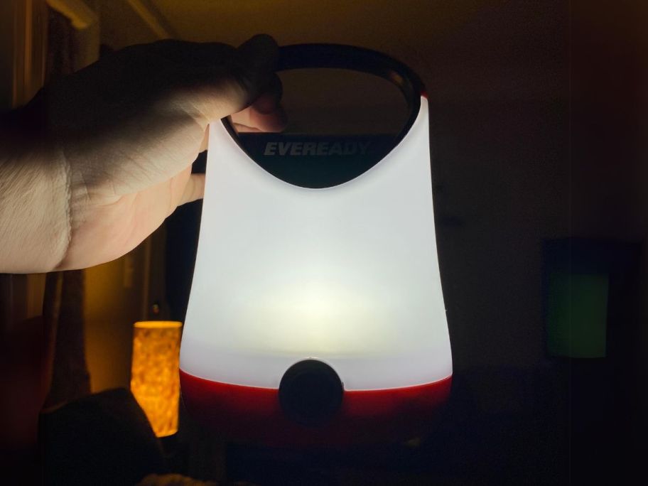 hand holding Eveready LED Camping Lantern