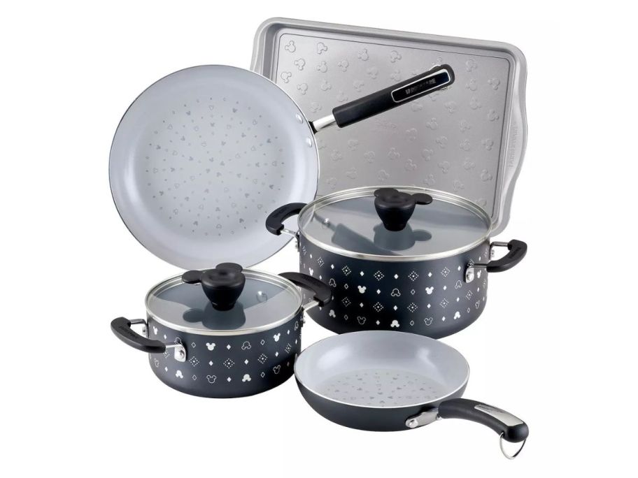 Farberware Disney Monochrome 7-Piece Ceramic Cookware Set stock image