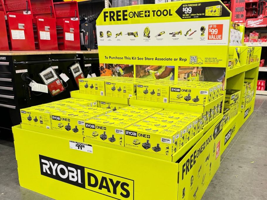 Ryobi Free tool display at Home Depot