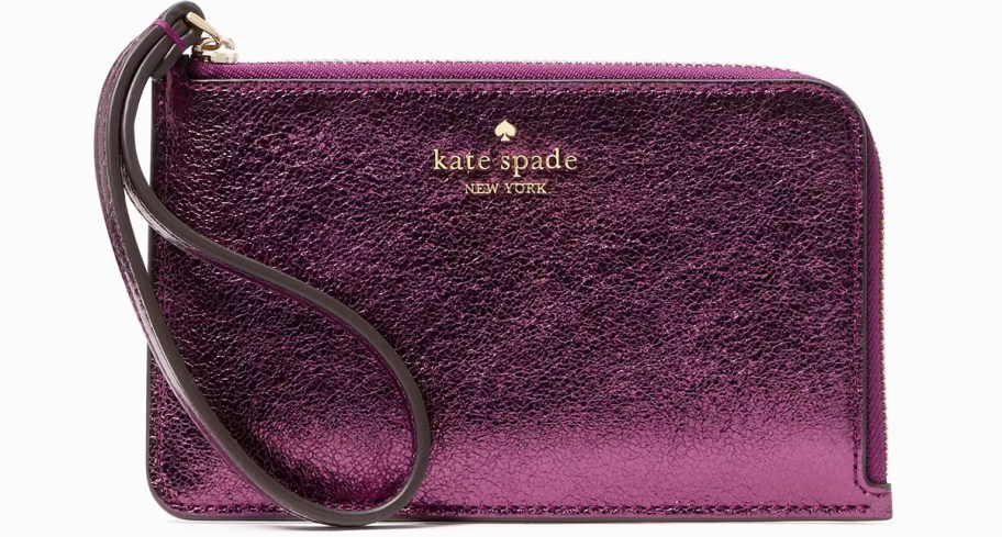 purple metallic wristlet