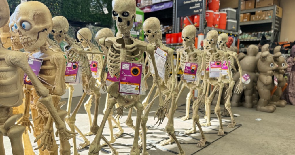 home depot store display of led skeletons