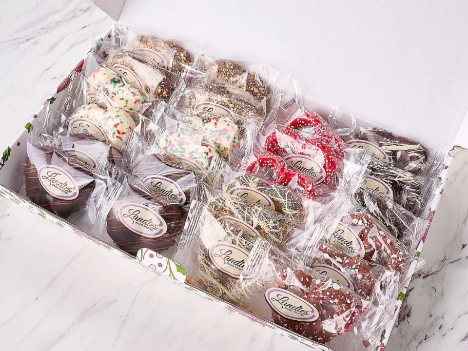 A gift box of Landie's Candies Individually Wrapped Pretzel Treats