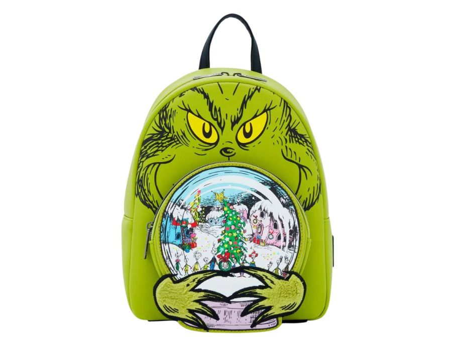 Loungefly How The Grinch Stole Christmas Snow Globe Glow In The Dark Mini Backpack stock image