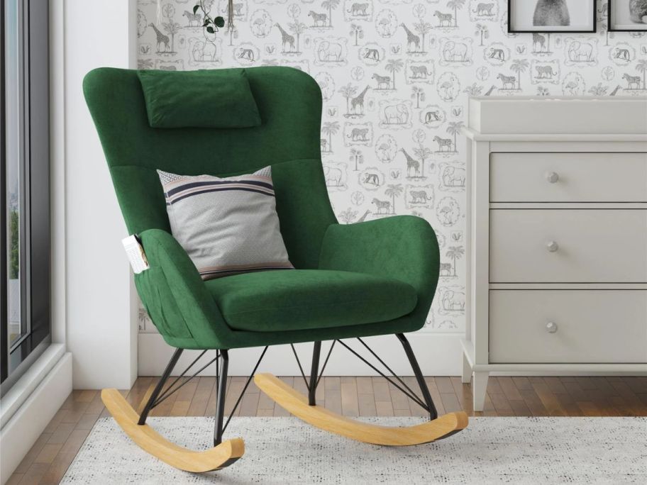 Mack & Milo Vedika Upholstered Rocking Chair in bedroom