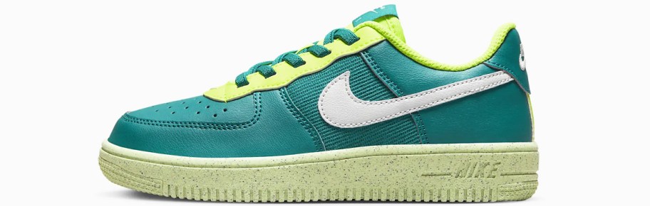 teal and light green nike sneaker