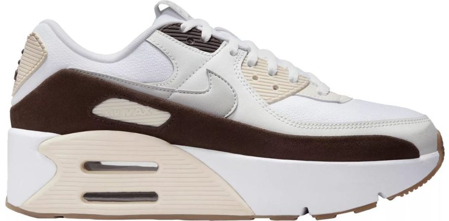 a white and brown womens nike platform sneaker