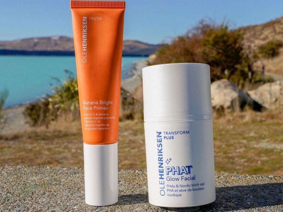 OleHenriksen Primer and Glow Mask on pavement