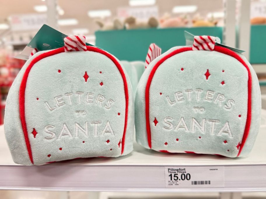 two Pillowfort Interactive Kids Play Mailbox and Letters on shelf in store