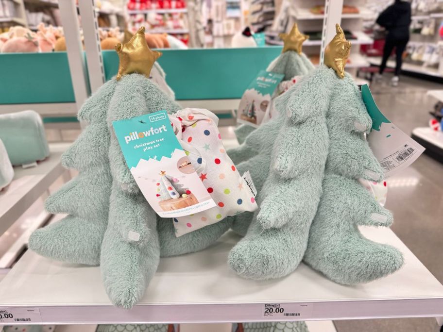 Pillowfort Interactive Kids Play Tree with Ornaments on shelf in store