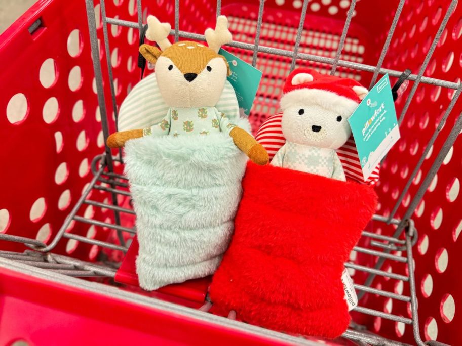 two Pillowfort Kids' Mini Plush w/ Sleeping Bag in cart in store