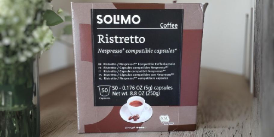 Solimo Ristretto Nespresso Capsules 50-Count ONLY $10 Shipped for Amazon Prime Members