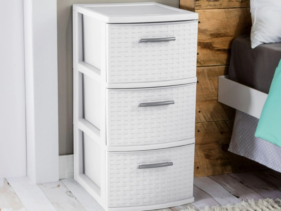 Sterilite 3-Drawer Weave Tower in White
