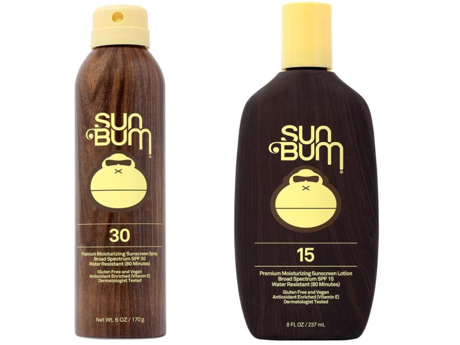 stock images of sun bum sunscreen spray and sun screen lotion