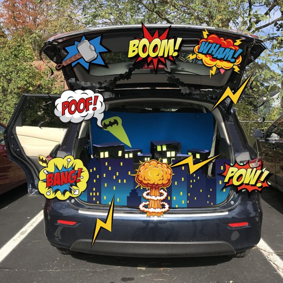 Superhero display, one of the best Trunk or Treat ideas