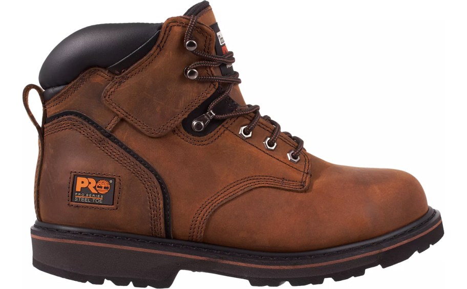 black and brown work boot
