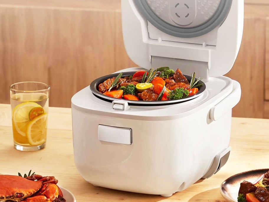 making beef stew inside a rice cooker