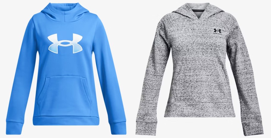 blue and grey under armour hoodies