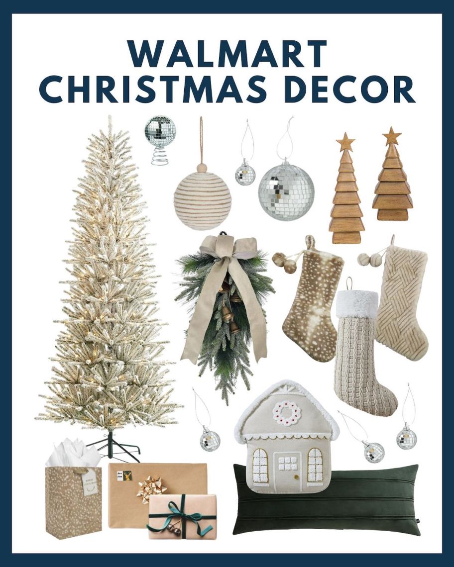 collage of walmart christmas decor