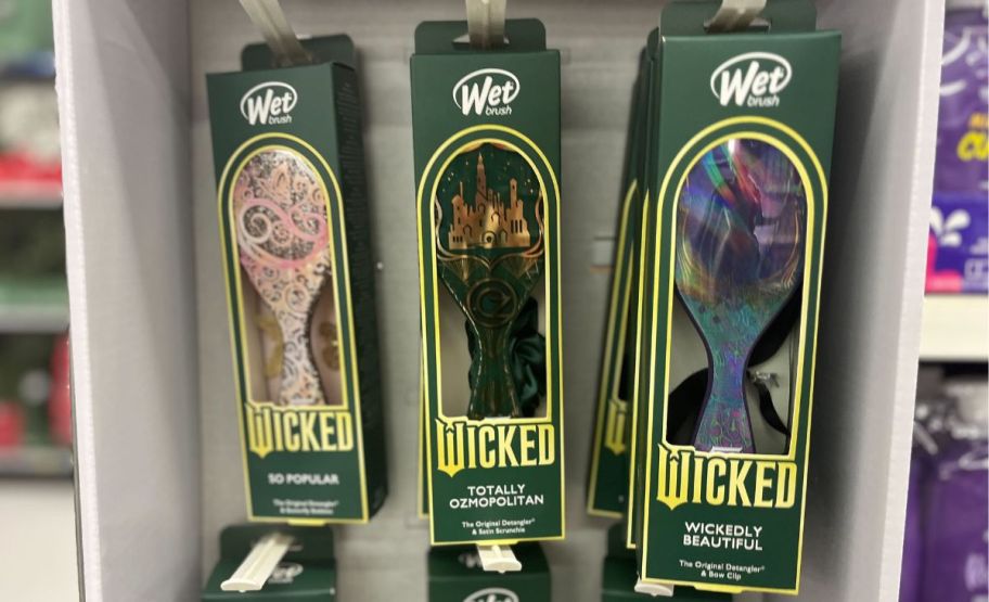 wet brush wicked style kits on a shelf in a walmart store