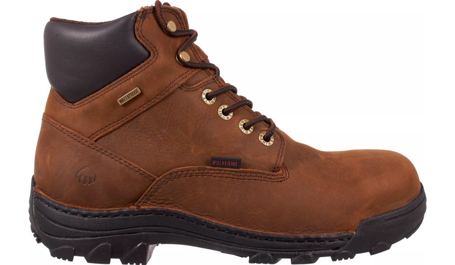 black and brown work boot