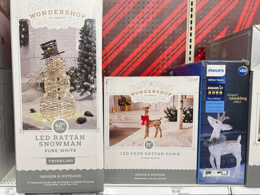 Wondershop LED Rattan Snowman and Fawn and Philips Glitter Fawn