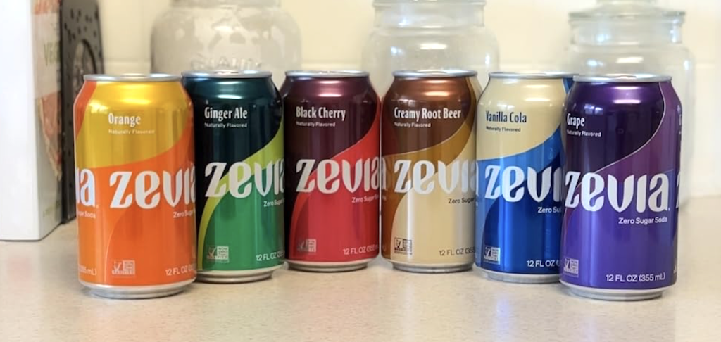 Zevia soda cans 