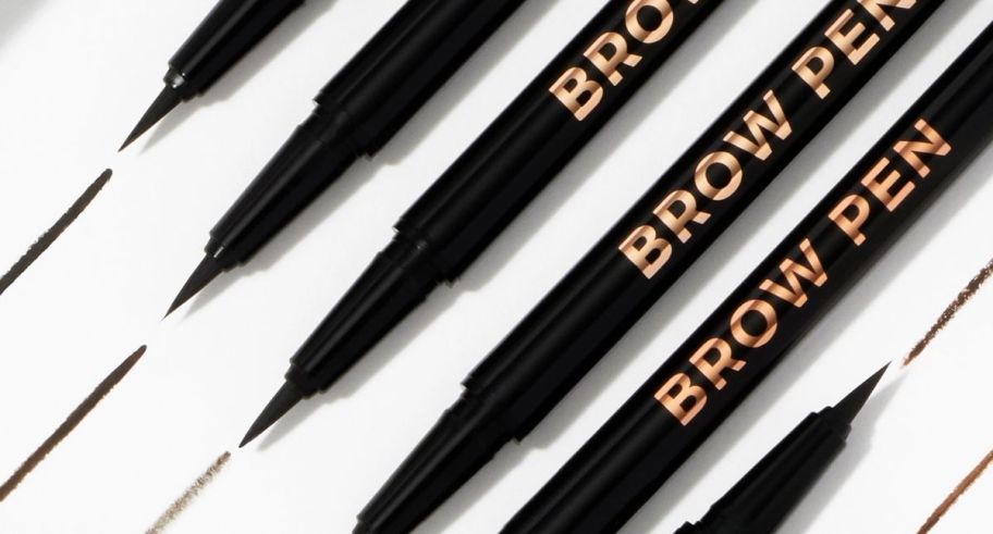 anastasia brow pens swatched in various shades