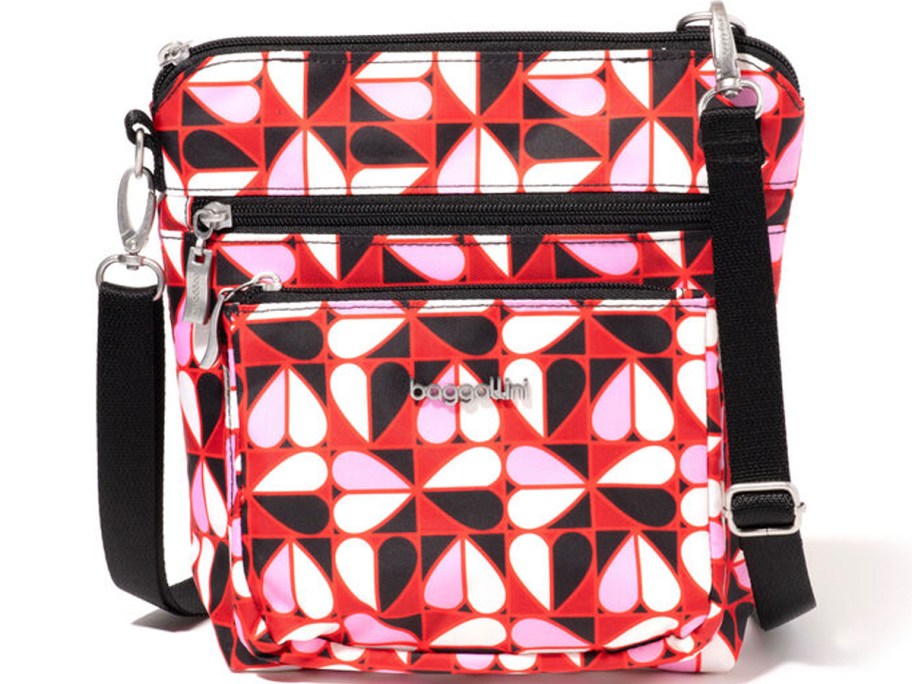 red and black baggallini crossbody bag