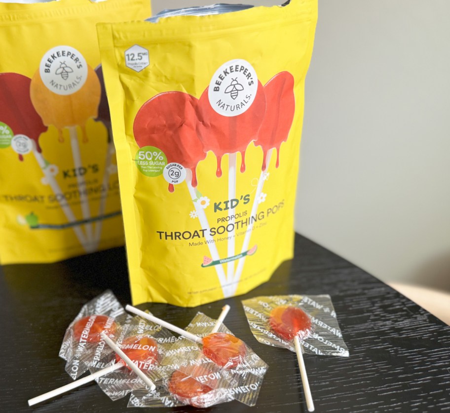 throat lollipops next to bag