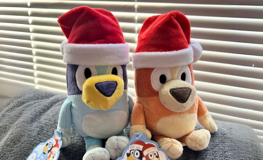 festive bluey and bingo holiday plush