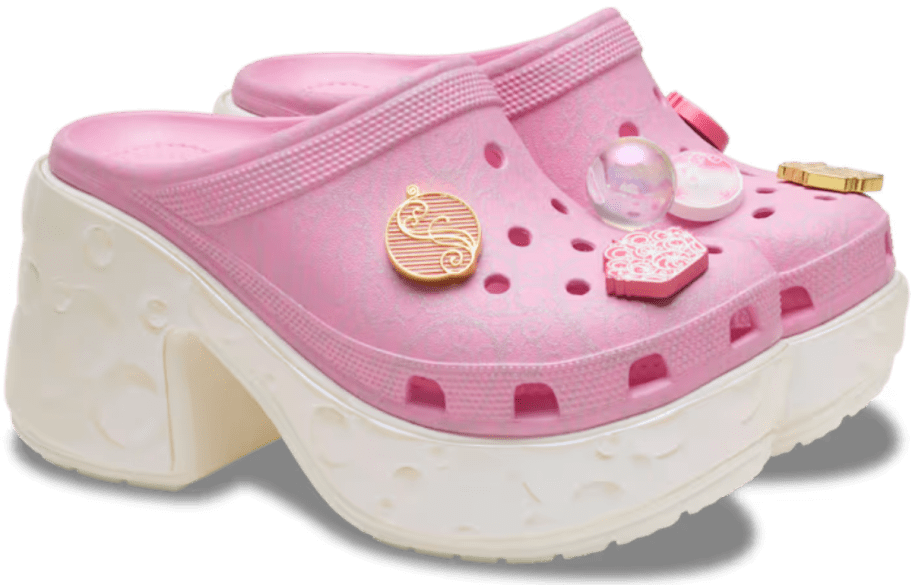 pink crocs platform clogs inspired by Wicked's Glinda the good witch