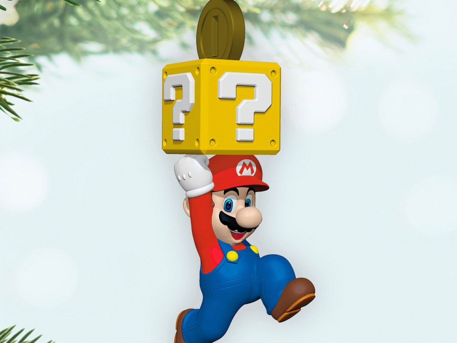 super mario with block ornament 