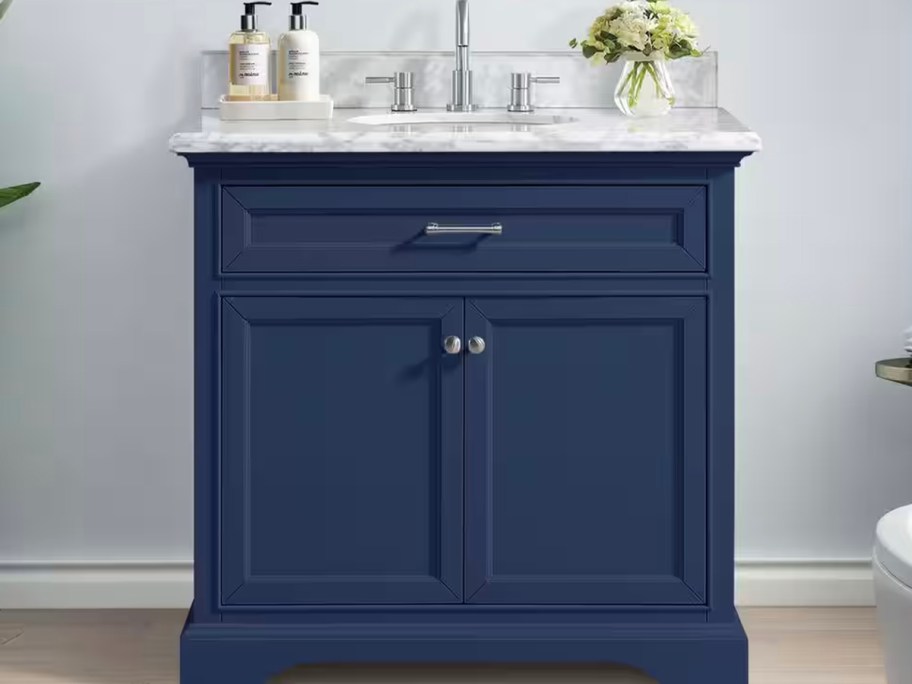 navy blue bathroom vanity 