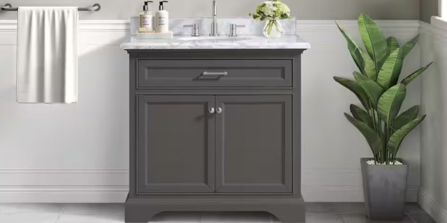 dark gray bathroom vanity 