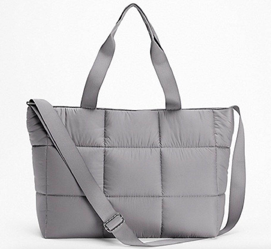 grey puffer tote bag