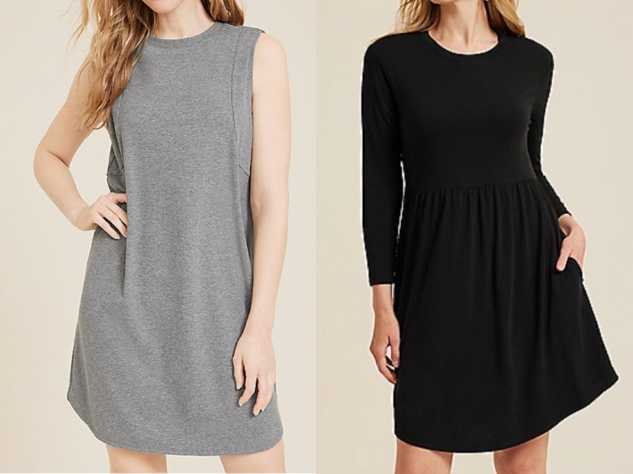 women in black and grey dresses