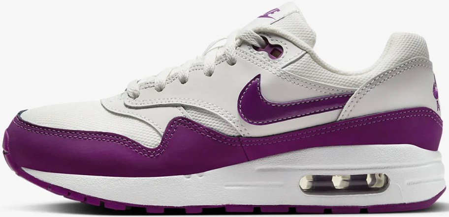 purple and white nike air max 1 shoes