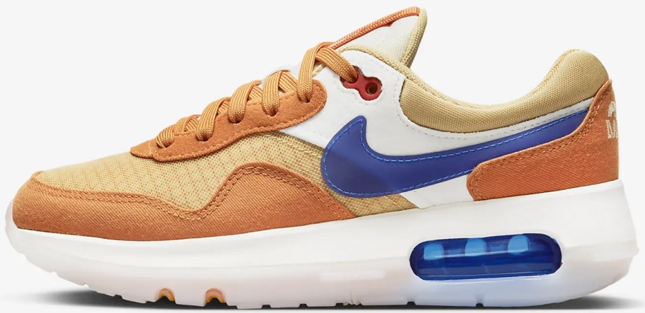 orange, blue and white nike air max shoes 