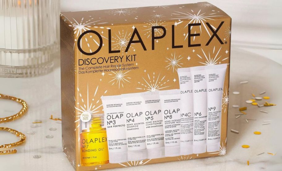 olaplex box containing discovery kit stock image