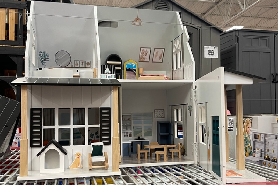 inside view of farmhouse dollhouse at sam's club