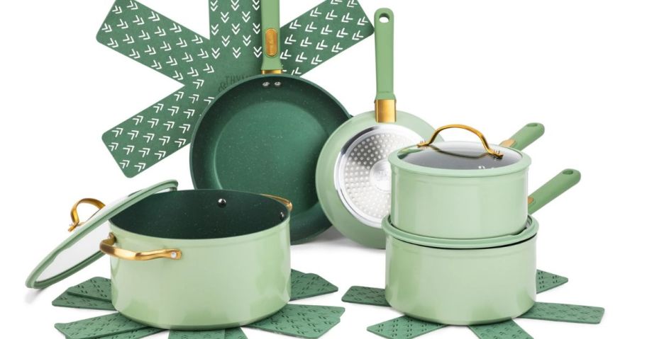 green pots and pans