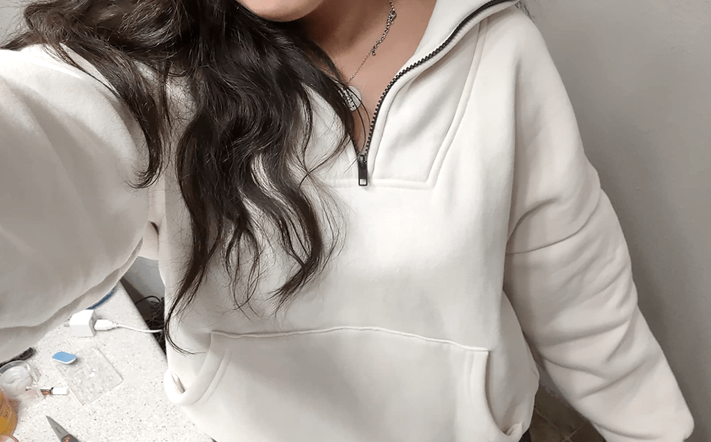 white pullover sweatshirt