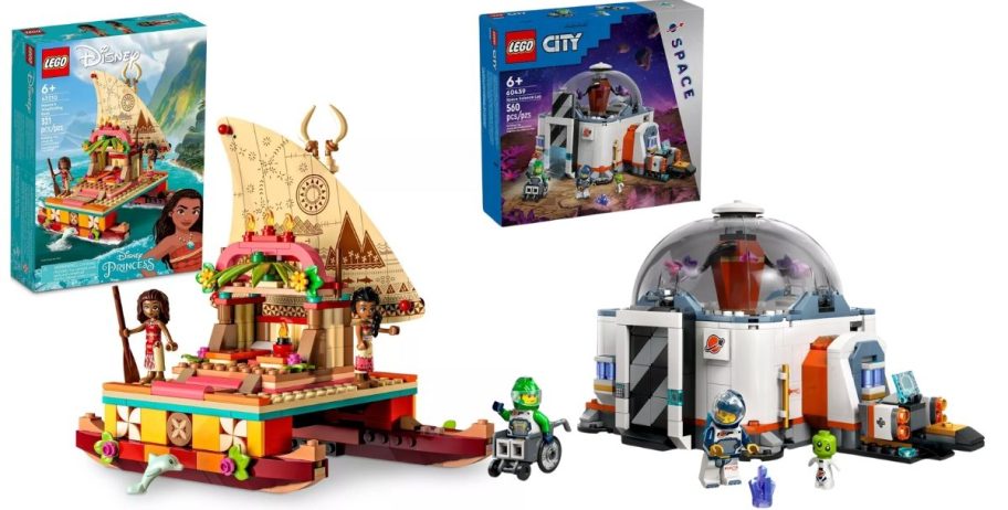 a Disney Moana boat LEGO Set and a LEGO Space Camp Set