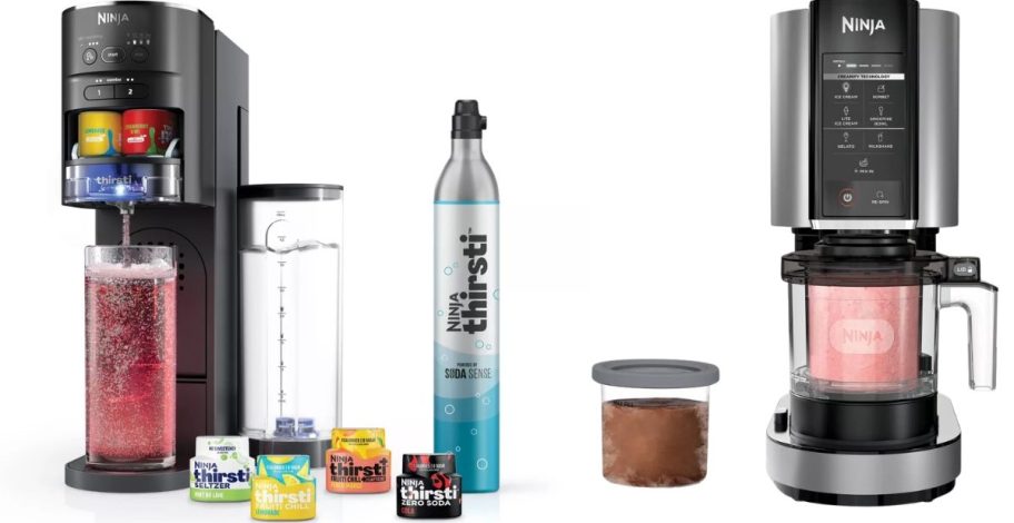 a Ninja Thirsti drink machine and supplies and a Ninja Creami ice cream maker machine