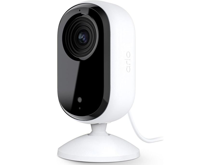 A white Arlo Indoor Camera 